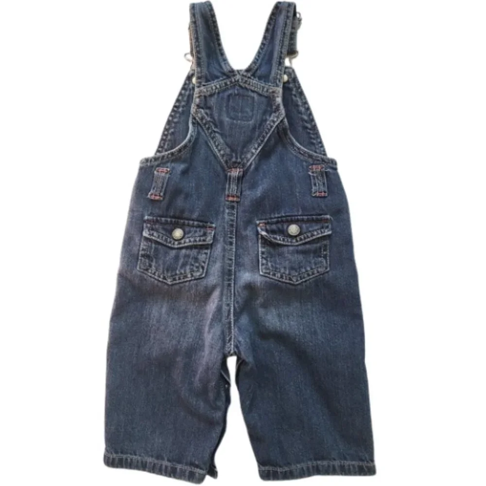 OLD NAVY Denim Blue Jean 100% Cotton Bib Overalls - Infant Boy's 6-12 Months